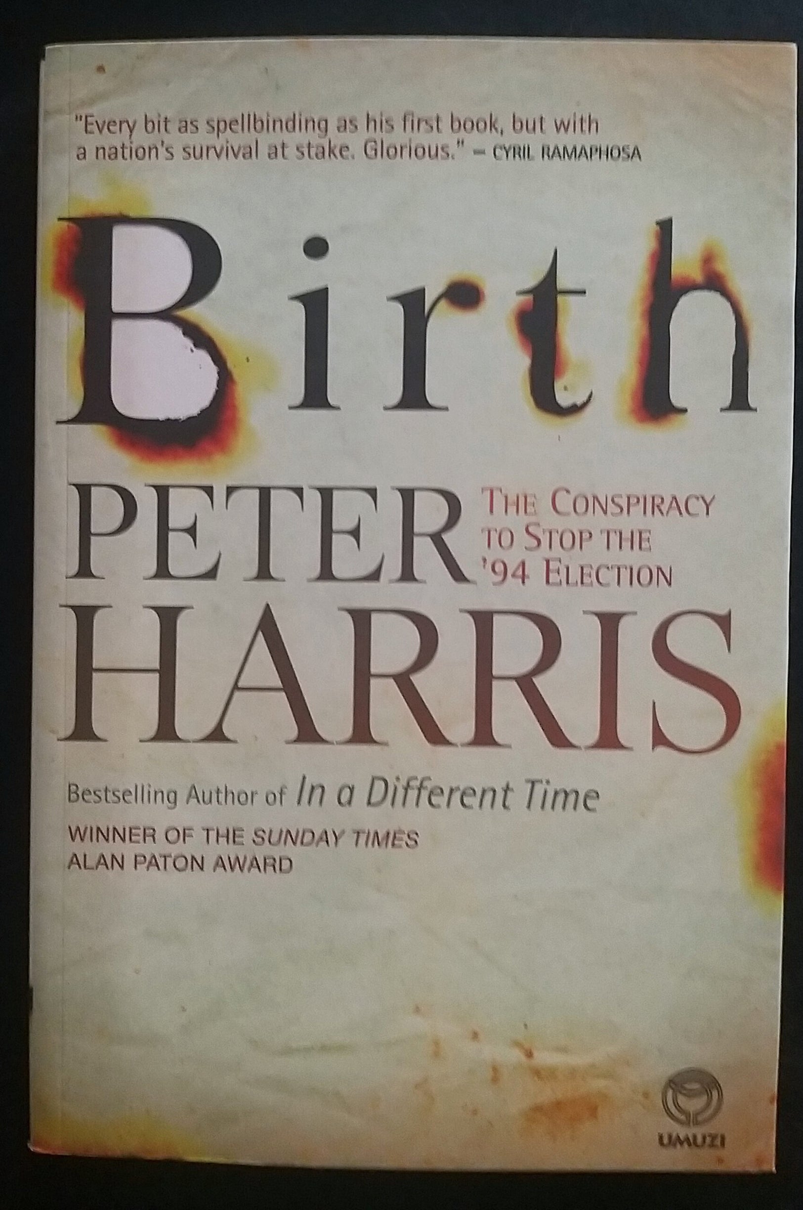 Front Cover Of Bestselling Book Birth: The Conspiracy To Stop The '94 Election (Peter Harris
)