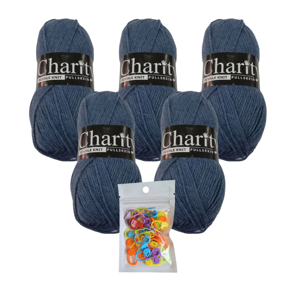 5 x 100g 050 Jeans Blue Charity Double Knit Pullskein