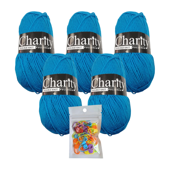 5 x 100g 059 Turquoise Charity Double Knit Pullskein