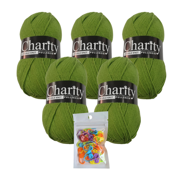 5 x 100g 062 Olive Charity Double Knit Pullskein