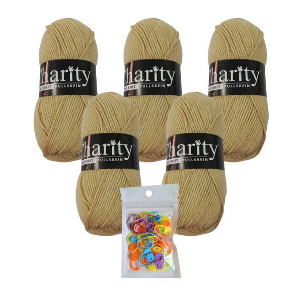 5 x 100g 075 Gravel Charity Double Knit Pullskein