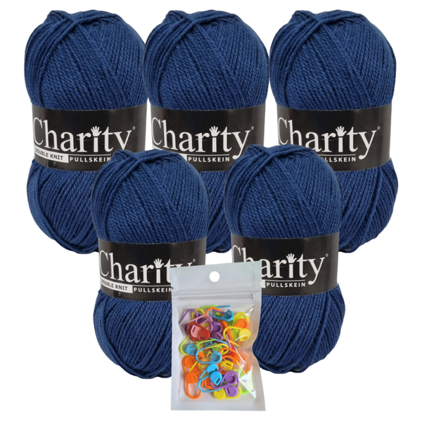 5 x 100g 078 Indigo Charity Double Knit Pullskein