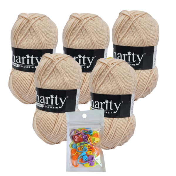 5 x 100g 099 Neutral Charity Double Knit Pullskein