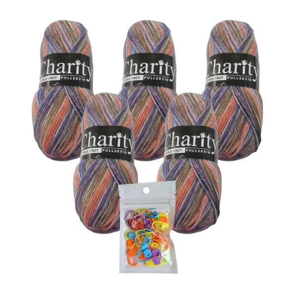 5 x 100g 247 Rooster Riot Charity Double Knit Print