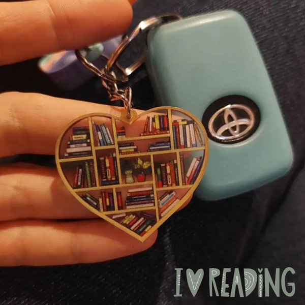 Acrylic Heart Shaped Book Lovers Keyring By Readbetter