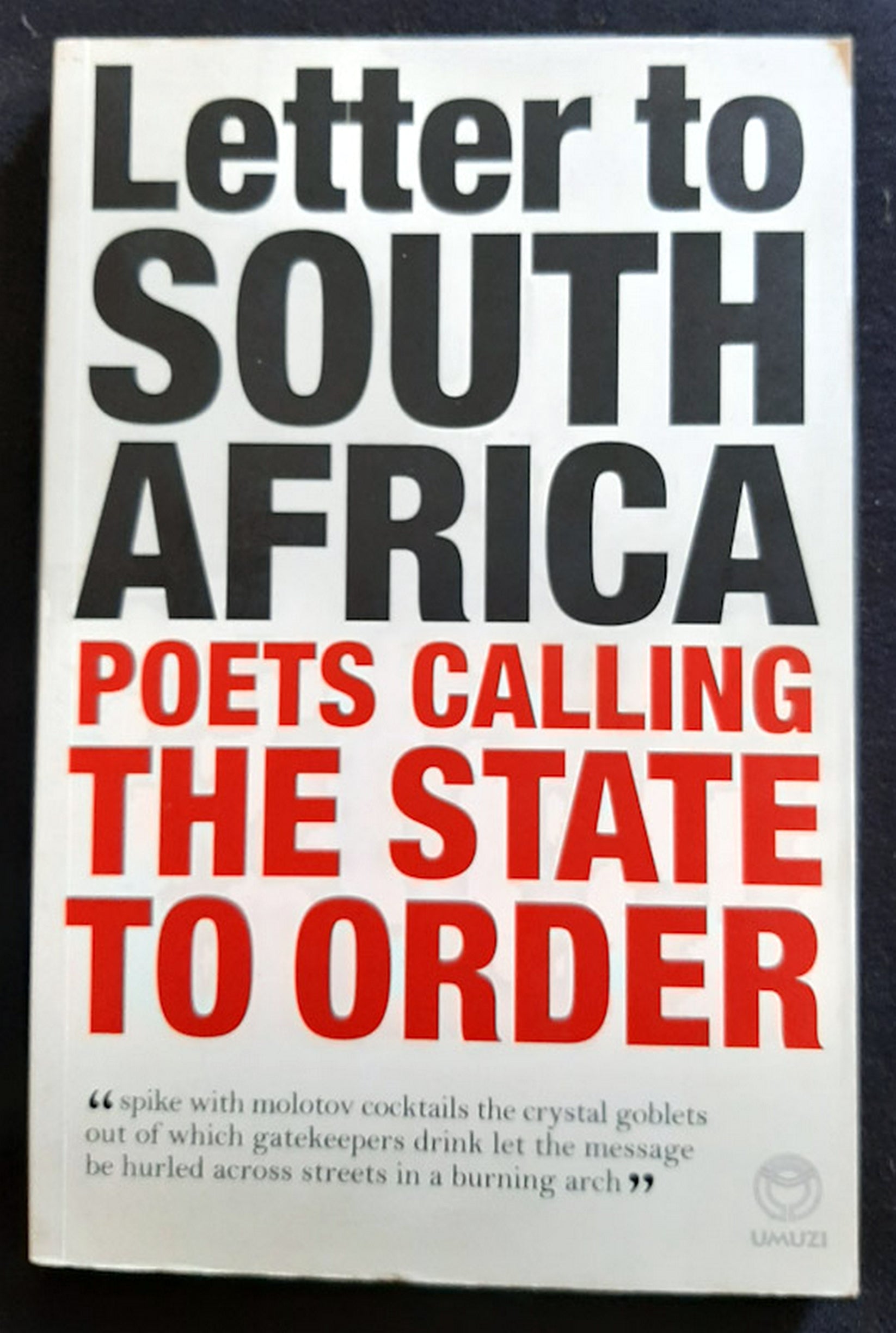 Front Cover Of Letter to South Africa: Poets Calling the State to Order (Willem Anker)