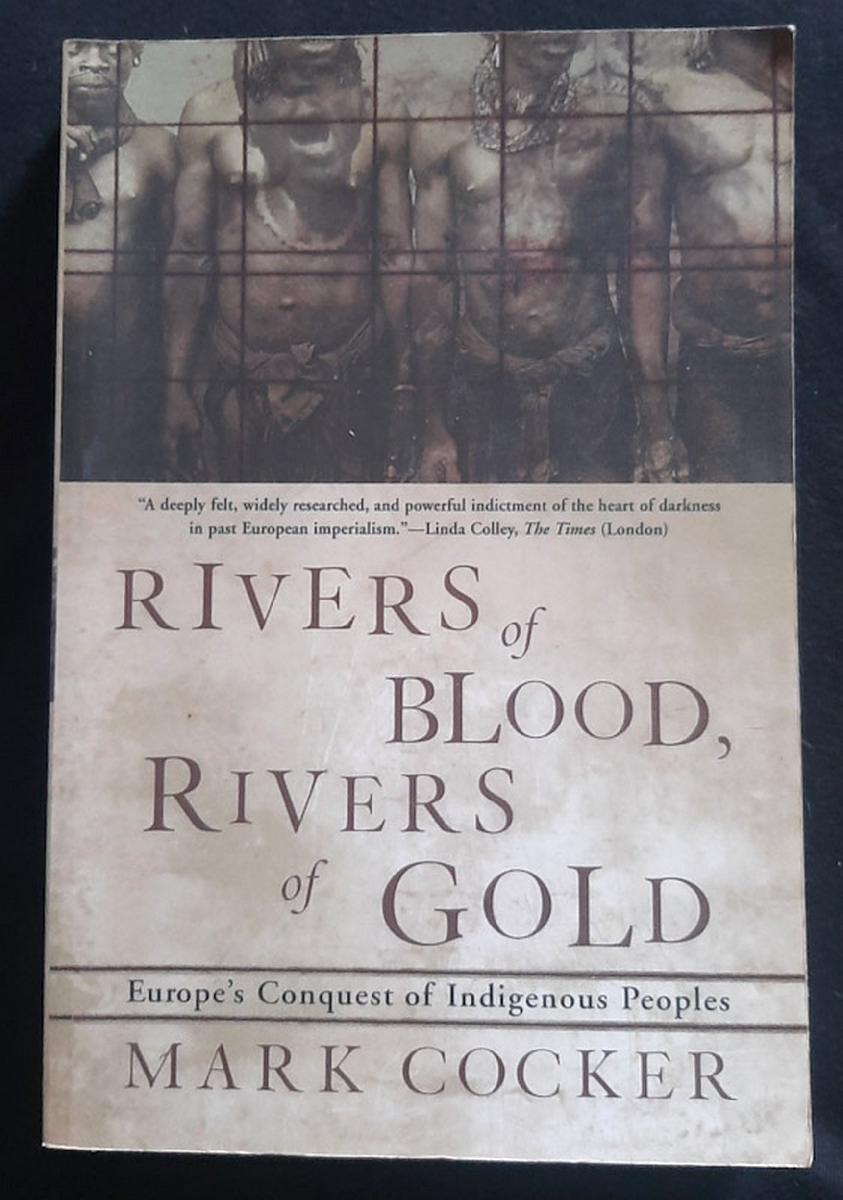 Front Cover Of Rivers of Blood, Rivers of Gold: Europe's Conquest of Indigenous Peoples (Mark Cocker)