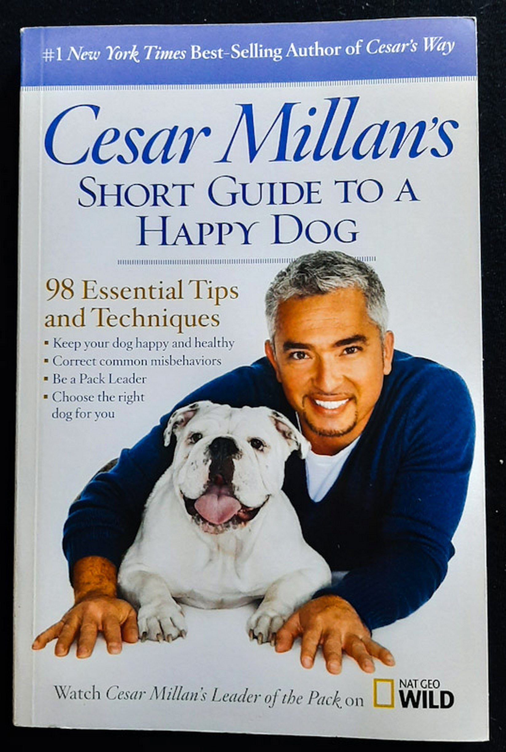 Front Cover Of Cesar Millan's Short Guide to a Happy Dog: 98 Essential Tips and Techniques (Cesar Millan)