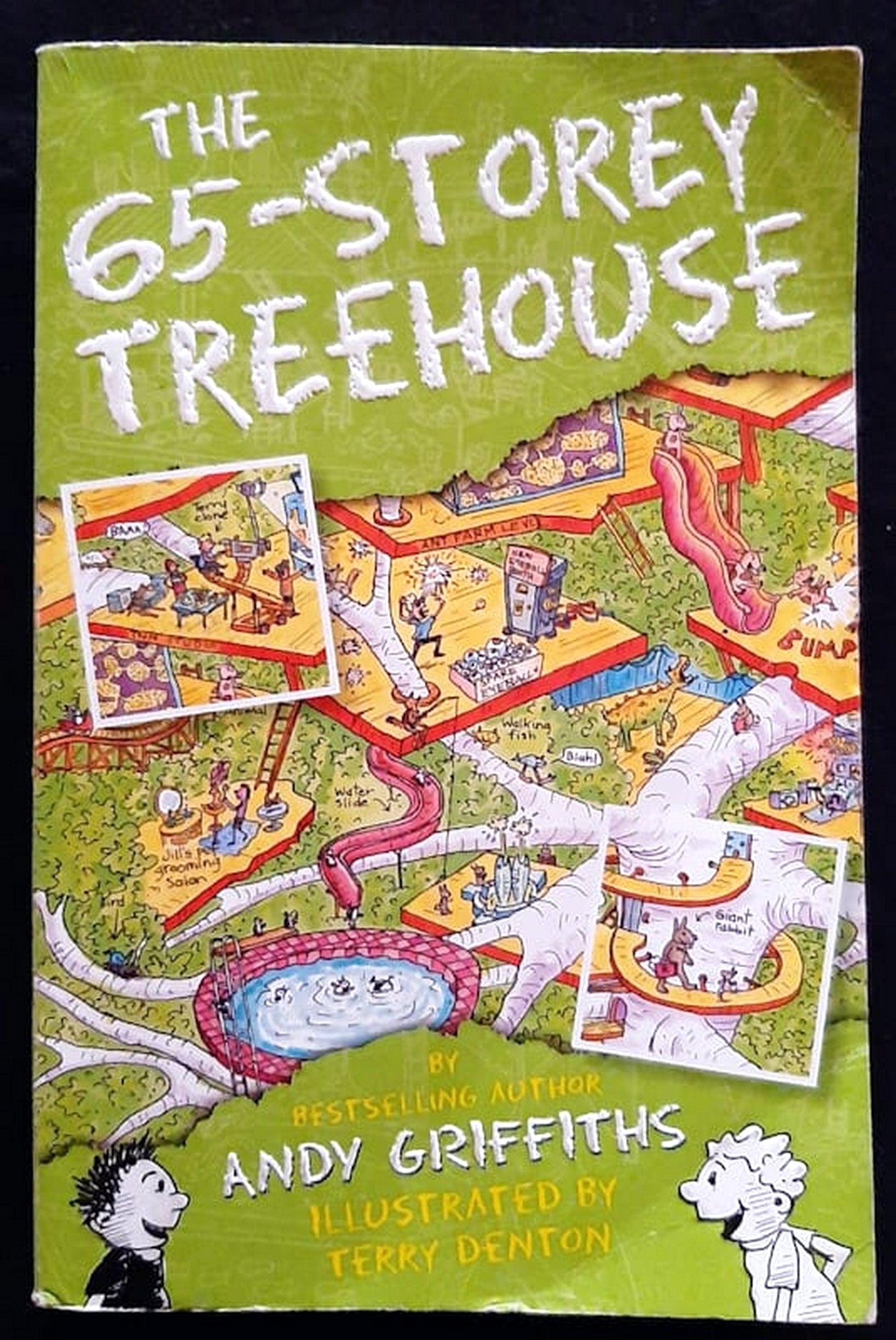 Front Cover Of Bestselling Book The 65-Storey Treehouse (Treehouse #5) (Andy Griffiths
)