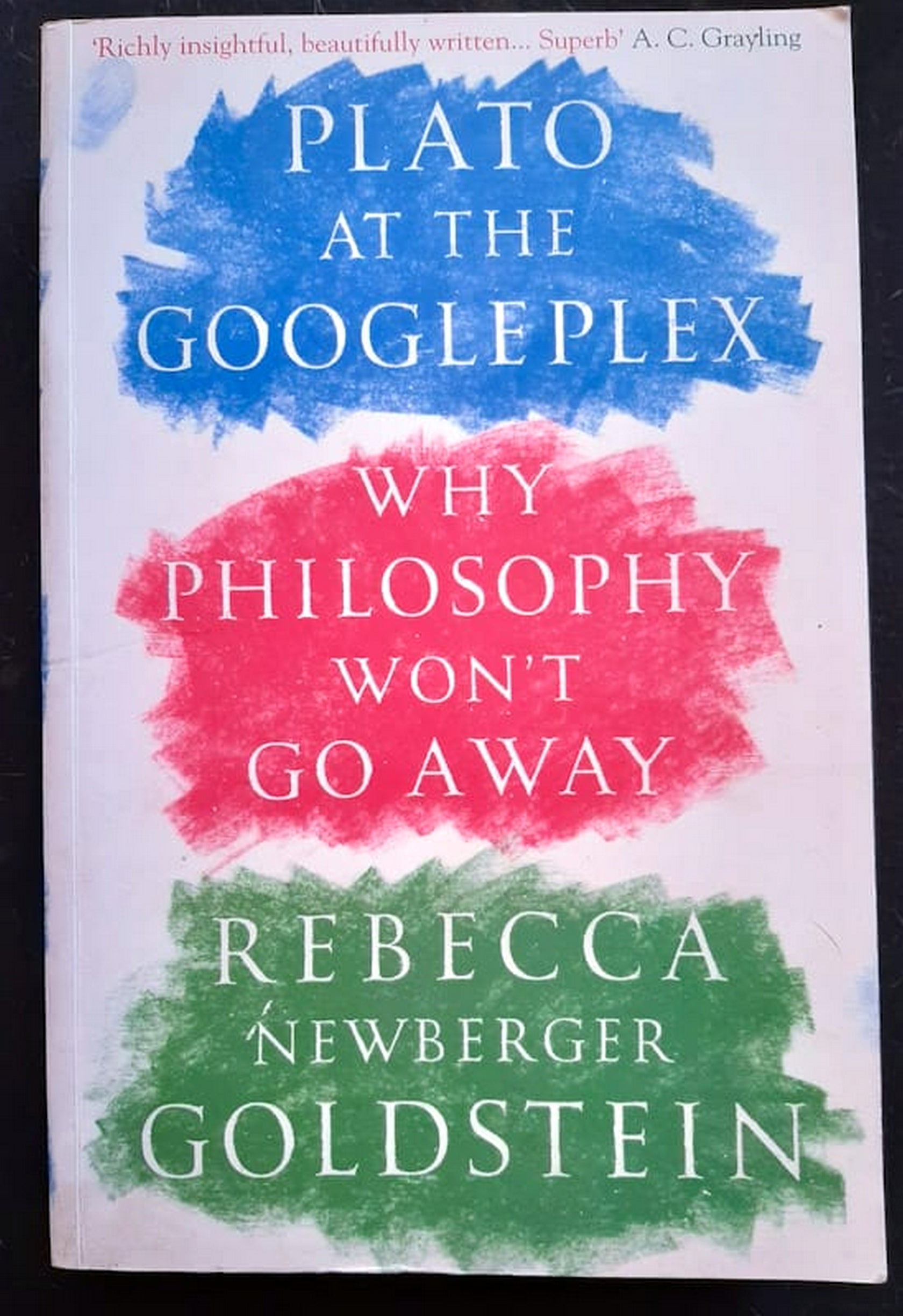 Front Cover Of Bestselling Book Plato At The Googleplex: Why Philosophy Won'T Go Away (Rebecca Goldstein
)
