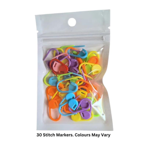 30 Mixed-Color Plastic Stitch Markers