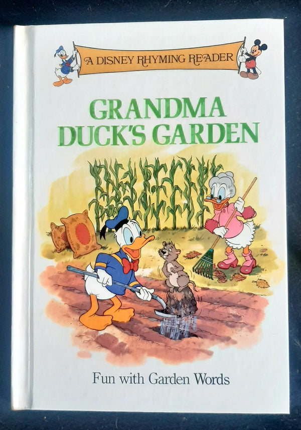 Front Cover Of A Disney Rhyming Reader: Grandma duck's garden