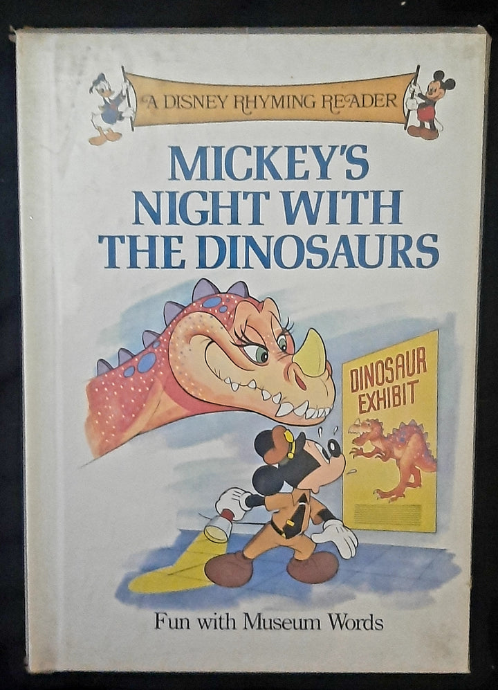 Front Cover Of A Disney Rhyming Reader: Mickey's night with the dinosaurs