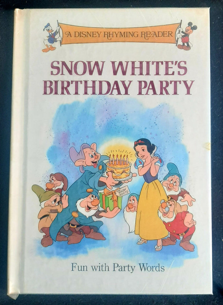 Front Cover Of A Disney Rhyming Reader: Snow white's birthday party